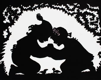 Hans en Grietje (A4 silhouetprint)