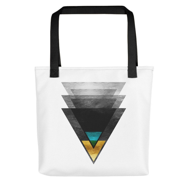 Downbeat Ode to Jazz contemporary triangle art Modern Dynamic Abstract Geometric Multi-purpose bag Minimalist Triangle Tote Bag