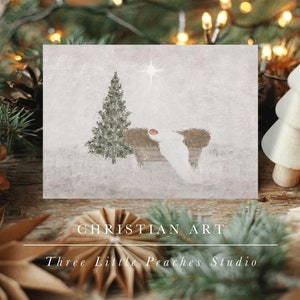 Paquete de tarjetas de felicitación con impresiones al por mayor "El Niño de Navidad" / Regalo del Niño Jesús en el pesebre Estrella de la Natividad. Sociedad de Socorro Cristiana SUD