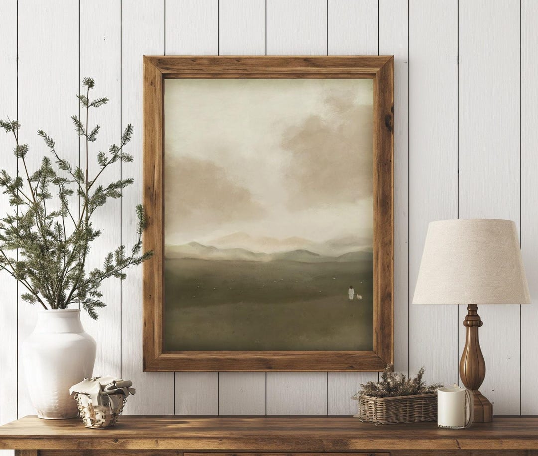 He Leadeth Me to Green Pastures | Illustration Fine Art Print of Jesus ...