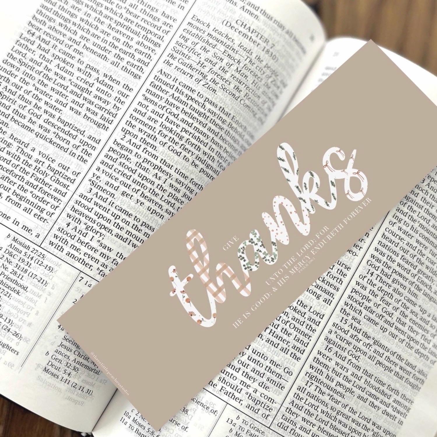 Give Thanks Printable Bookmark | Christian Scripture Psalm | LDS Bible ...