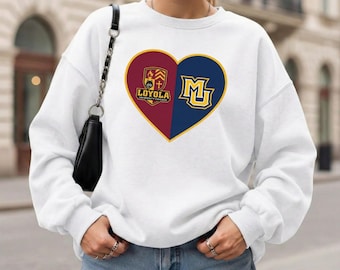 Personalized Split Heart Sweatshirt, House Divided College Football Family Shirt, Two Teams Football Hoodie