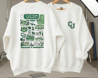 Custom College Hand Sketched Graphic Shirt, Personalized University Sweatshirt