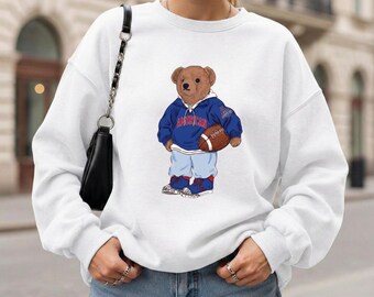 Personalized College Polo Bear Shirts, Custom Team Football Sweatshirt, Game Day Outfit, Alumni Gift