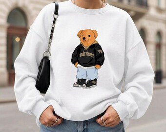 Personalized College Teddy Bear Shirts, Custom Team Football Sweatshirt, Game Day Outfit, Alumni Gift