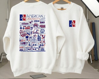 Custom College Hand Sketched Sweatshirt, Personalized University Sweatshirt, Vintage Alumni GameDay Outfit