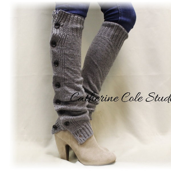 HEAVENLY HEATHER Silver Leg warmers boot button down leg warmers legwarmers lace leg warmers womens knit leggings Catherine Cole Studio LW07