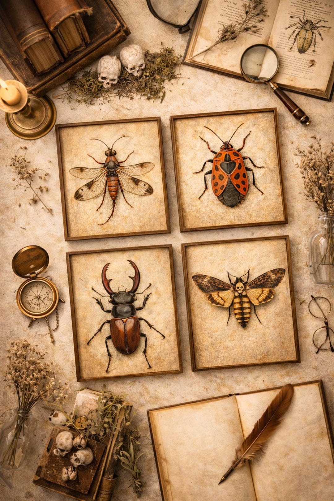 Vintage Insect Print Set | Dark Academia Gothic Wall Art (digital ...