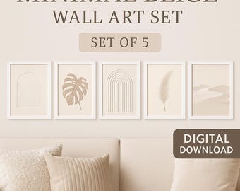 Beige Abstract Wall Art Set – Minimalist Boho Prints (Digital Download)