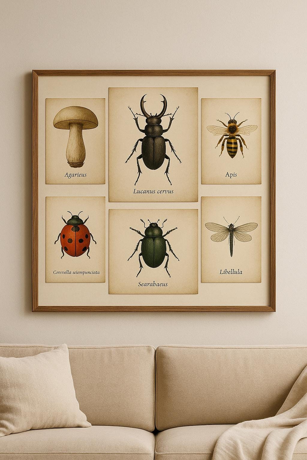 Vintage Insect & Nature Wall Art Set of 5 | Botanical Illustration ...