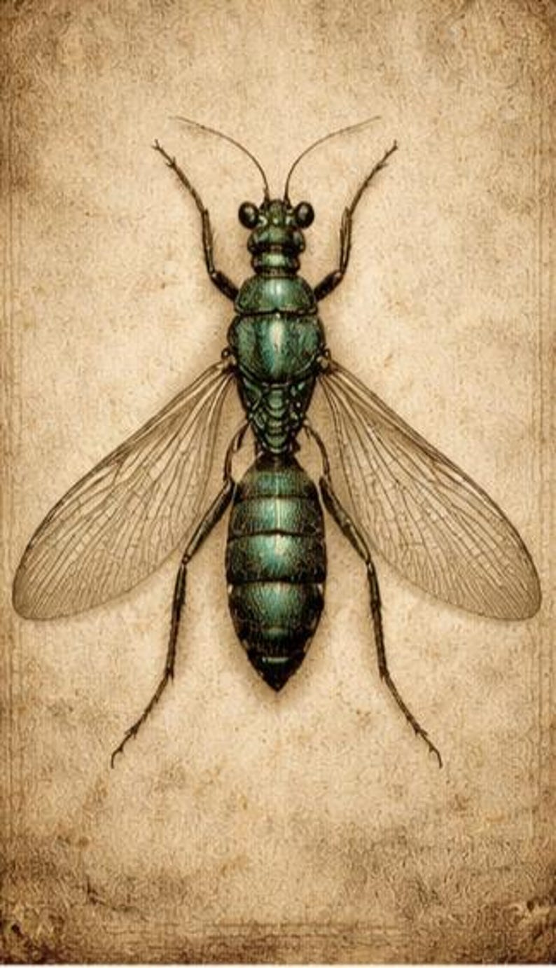 Teal Insects Vintage Insect Print Set | Dark Academia Entomology Art (digital ...