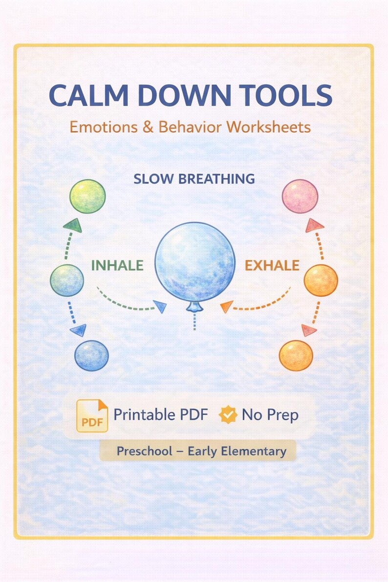 Calm Down Worksheets Printable for Kids – Emotional Regulation Tools ...