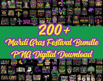 200+ Mardi Gras PNG Bundle | Mardi Gras Festival Clipart | Carnival Sublimation Designs | Digital Download