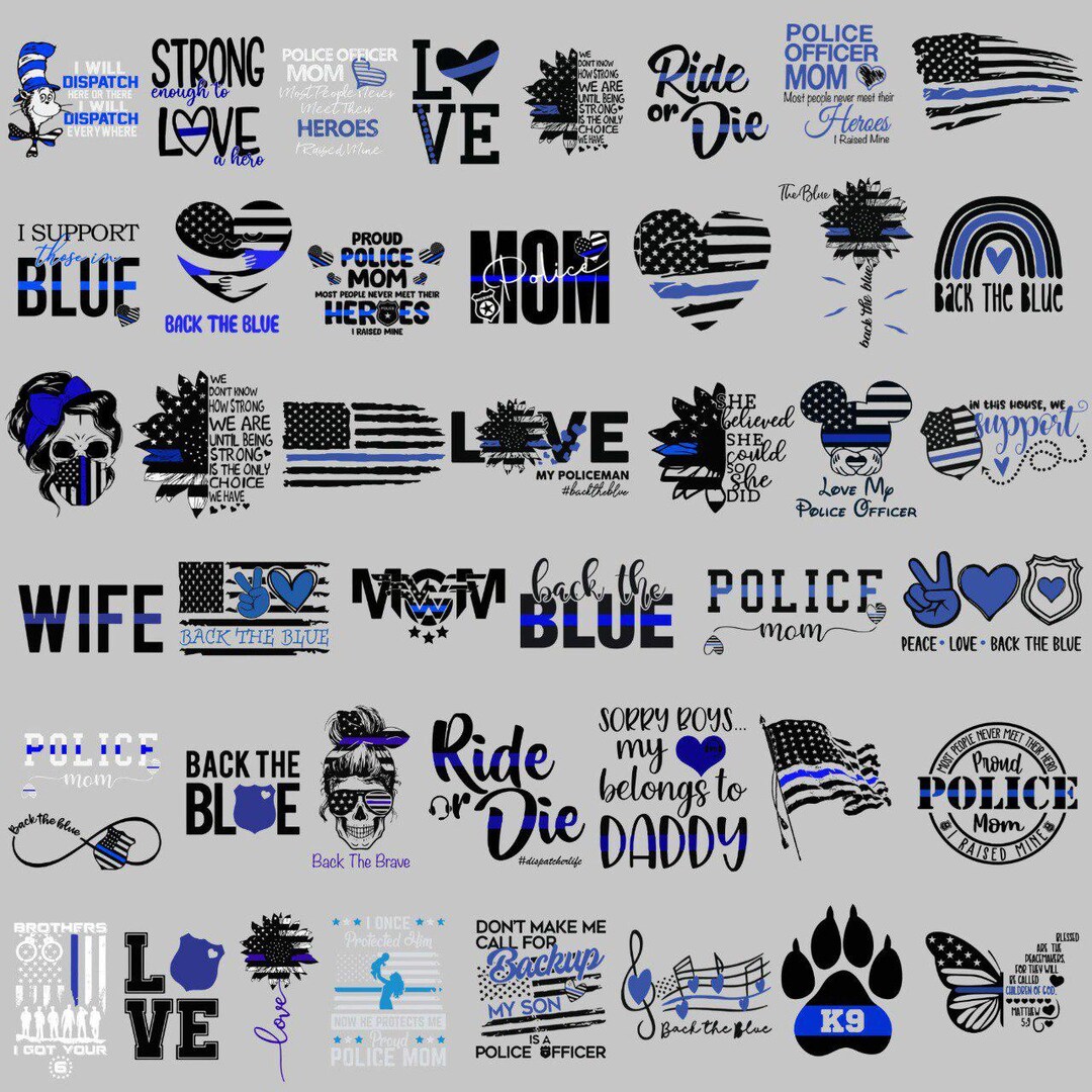 Back the Blue PNG Bundle, Police Mom Dad Wife Support Designs, Thin ...