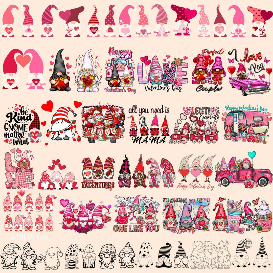 Valentine Gnome Clipart Bundle | Love Gnomes PNG | Heart Gnome ...