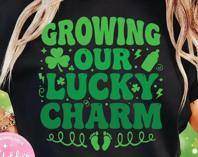 Growing Our Lucky Charm Pregnant Png,Lucky Charm Png, St Patricks Day Pregnancy Announcement Png, Lucky Mom To Be Gift, Lucky Shirt