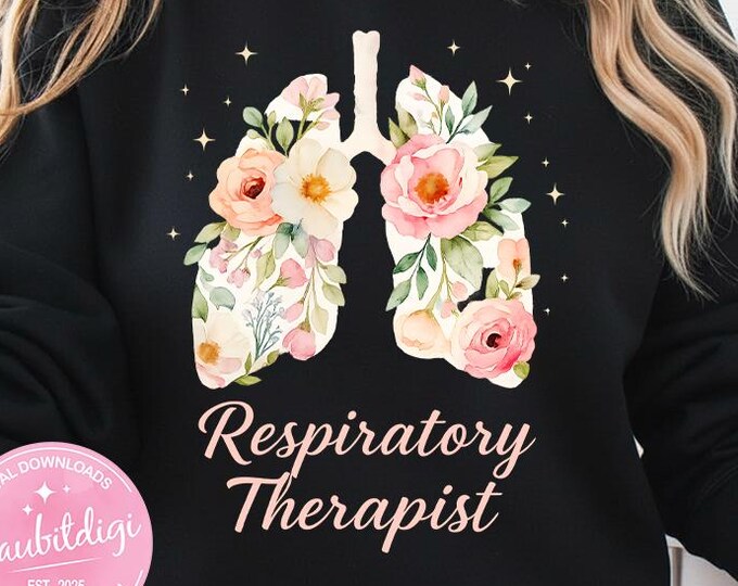 Floral Lungs Respiratory Therapist PNG, RT Life Design (Digital Download)