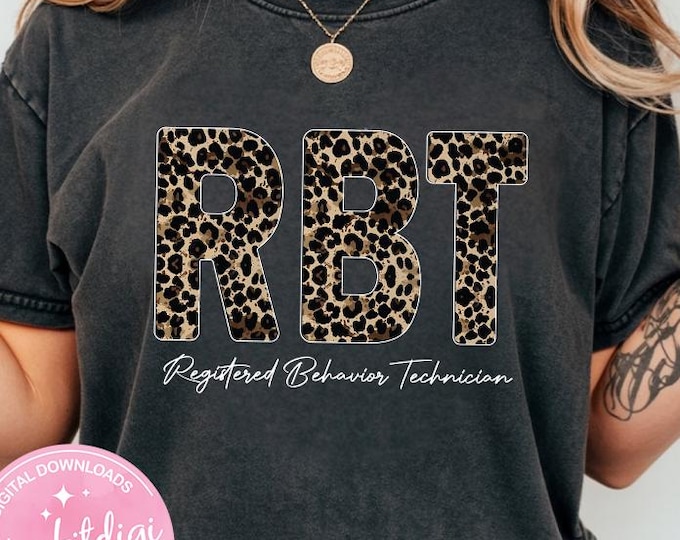 Leopard RBT Registered Behavior Technician PNG, ABA Therapist Clipart, Autism Support Sublimation, Instant Download