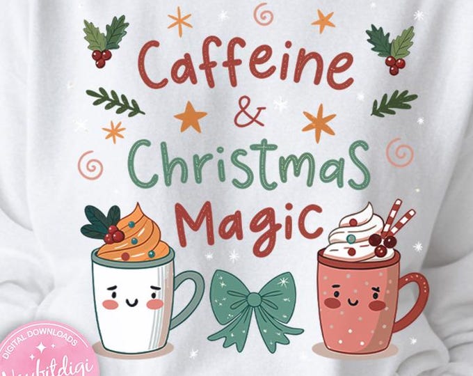 Coffee Christmas PNG, Christmas Cheer Hot Cocoa Clipart, Holiday Mug Sublimation Design, Instant Download