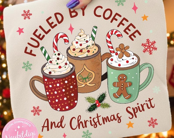Coffee Christmas PNG, Holiday Mug Design (Digital Download)