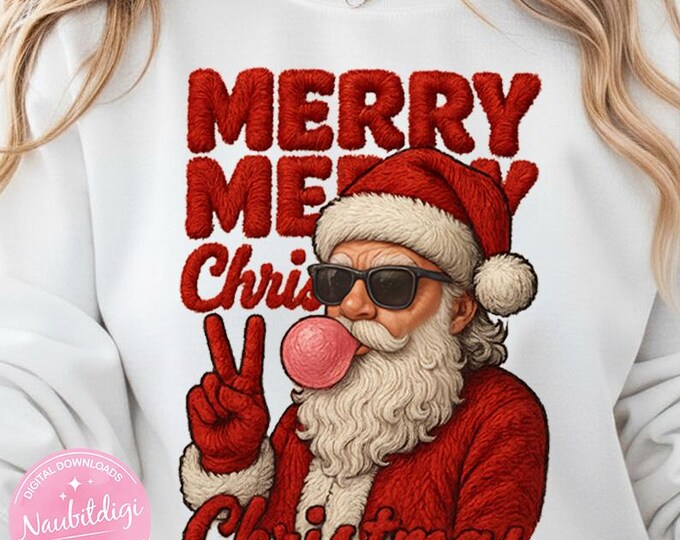 Blowing Bubble Santa PNG, Christmas Clipart (Digital Download)