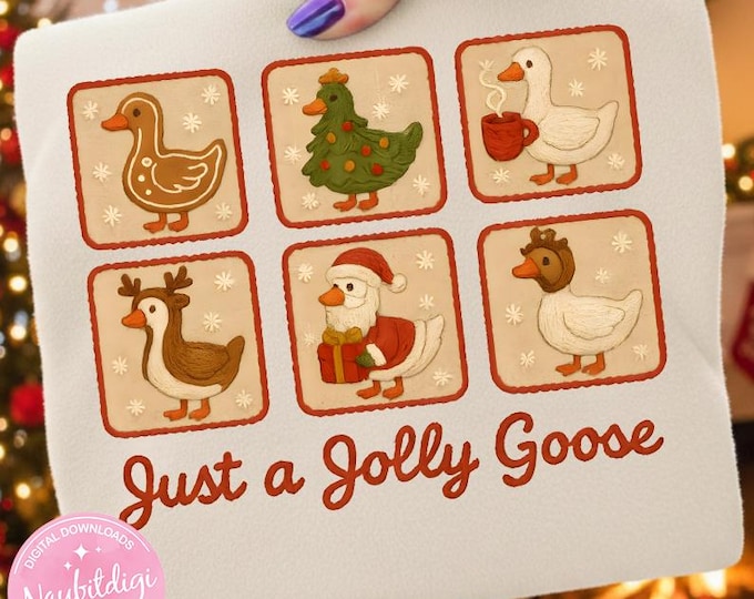 Just A Jolly Goose PNG, Funny Christmas Goose Clipart, Holiday Sublimation Design, Instant Download