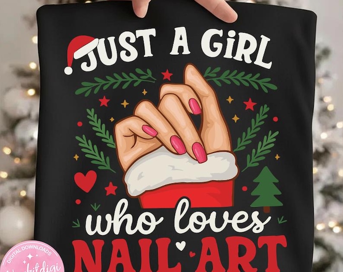 Funny Christmas Nail Tech PNG, Holiday Salon Clipart (Instant Download)