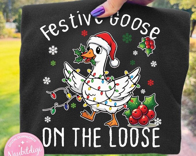 Funny Christmas Goose Shirt PNG, Retro Holiday Design Png (Digital Download)