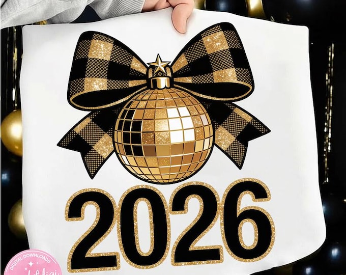 Happy New Year 2026 Png, Trendy New Years Eve Png, Black And Gold Sequins Glitter Faux Sparkly New Year Shirt Design Png, Hello 2026 Png