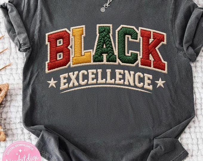 Black Excellence PNG, Afrocentric Varsity Sublimation, Juneteenth Gift, Digital Download