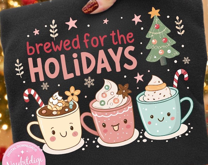 Coffee Christmas PNG, Christmas Cheer Hot Cocoa Clipart, Holiday Mug Sublimation Design, Instant Download