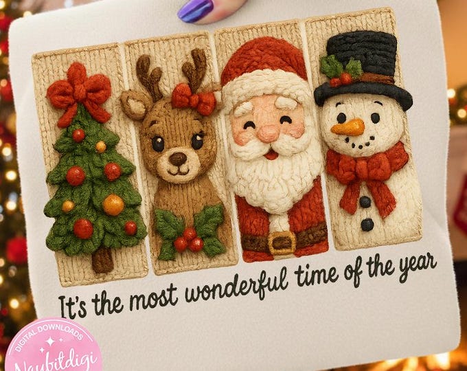 Faux Yarn Merry Christmas PNG, Rustic Holiday Clipart, Christmas Sublimation Design, Instant Download