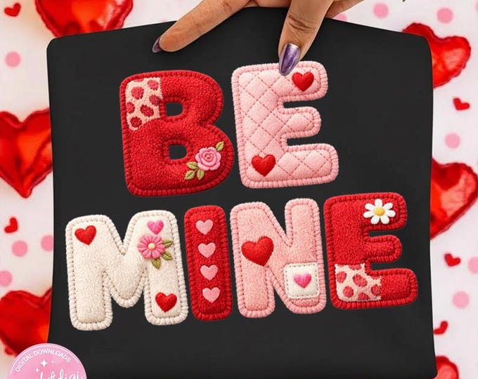 Be Mine PNG: Valentine Plush Letters Love Clipart png Romantic Heart Alphabet Valentines Day Decor Art (Digital Download)