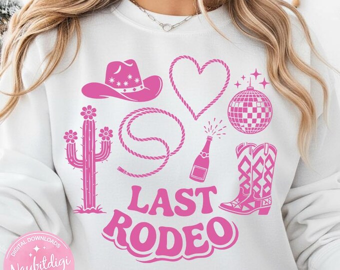 Last Rodeo Bachelorette PNG, Western Cowgirl Party Design (Digital Download)