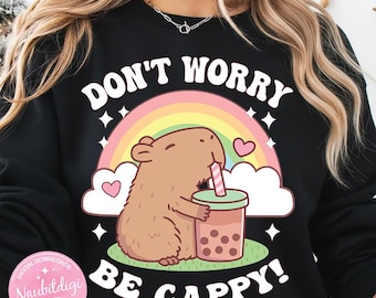 Groovy Machen Sie sich keine Sorgen, Cappy Capybara PNG, niedlicher lustiger Capybara-Liebhaber Digitaler Download, Retro Sublimationsdesign