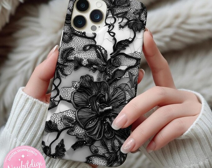 Elegant Black Lace Vintage Pattern PNG, Floral Lace Clipart, Instant Download Design