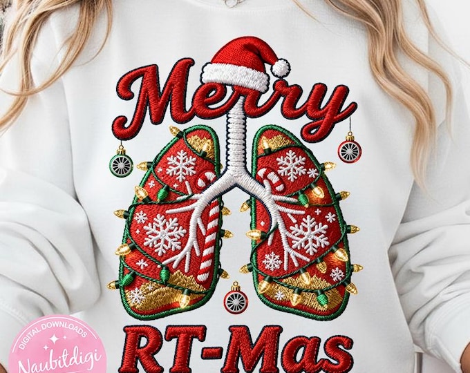 Respiratory Therapist Christmas PNG Faux Yarn Lungs, Funny RT Ventilator Formulas Medical Humor Sublimation Design, Healthcare Xmas Clipart