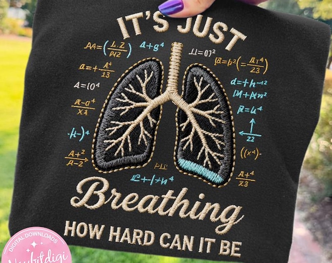 Respiratory Therapist Lungs Embroidery Style PNG, Funny Medical Design (Digital Download)