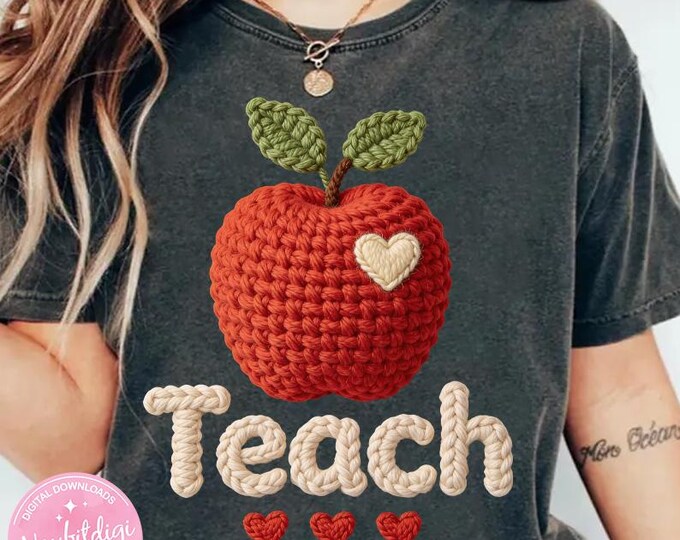 Teach PNG, Apple Retro Sublimation Design, Teacher Gift, Digital Download
