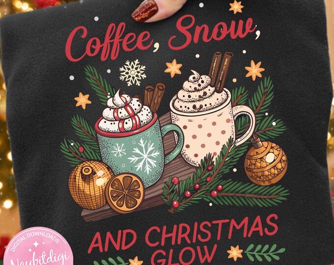 Christmas Coffee PNG, Holiday Cocoa Mug Clipart (Digital Download)