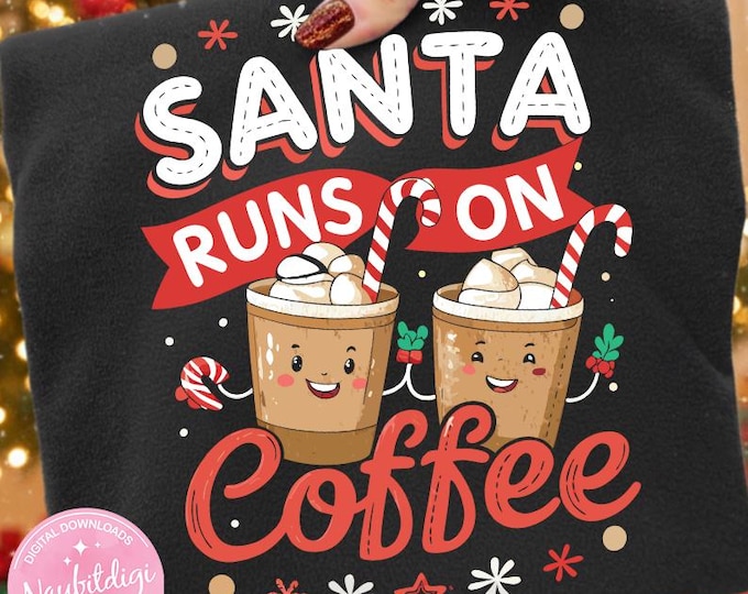 Coffee Christmas PNG, Xmas Cheer Hot Cocoa Clipart, Holiday Mug Sublimation Design, Instant Download