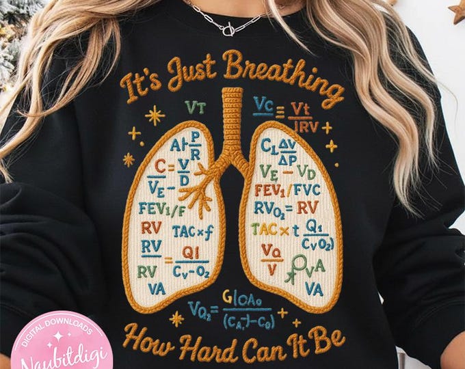 Embroidered Lungs PNG, Respiratory Therapist Humor, Medical Design (Digital Download)
