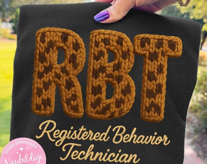 RBT Knitted Letters PNG, ABA Therapist Shirt Graphic (Digital Download)