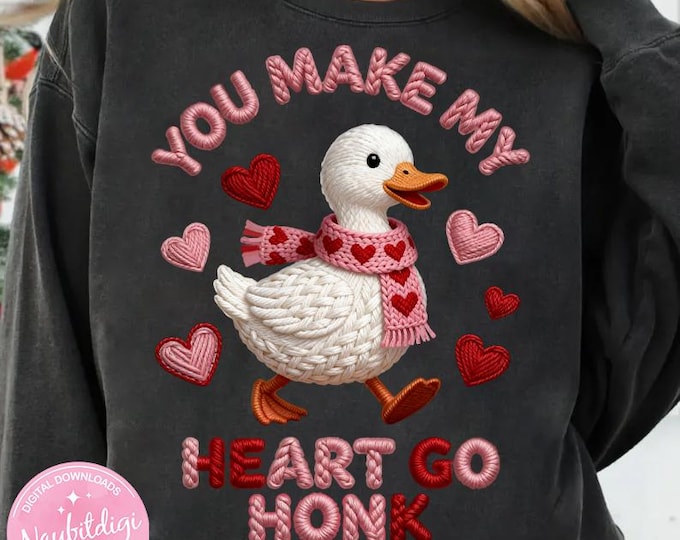 Valentine Goose PNG, Knitted Duck Lover Design (Digital Download)