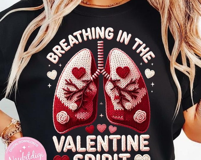 Valentine Lungs PNG, Funny Medical Faux Yarn Art (Digital Download)