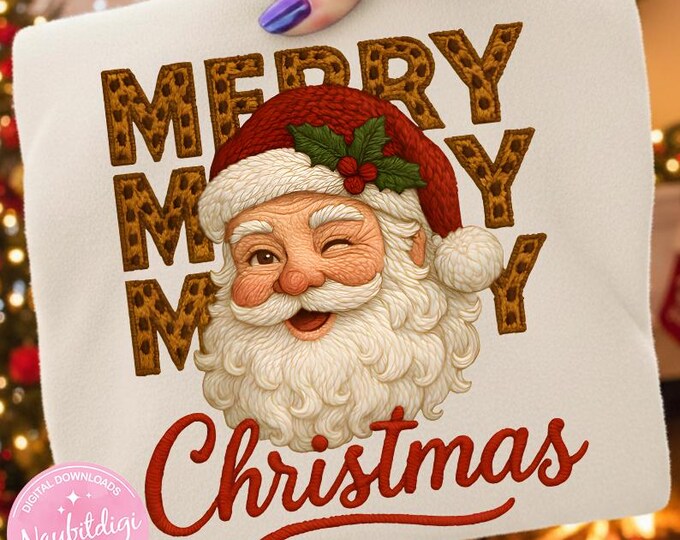 Latch Hook Yarn Santa PNG, Coquette Christmas Clipart (Instant Download)