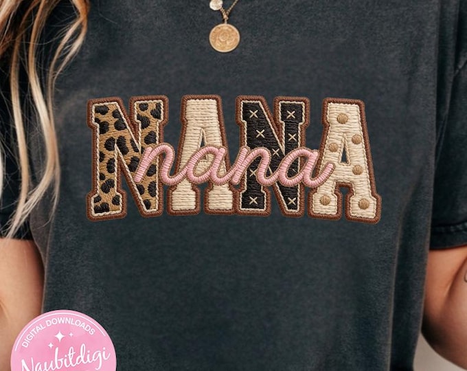 Nana Shirt PNG, Grandmother Gift, Retro Grandma Leopard Sublimation, Digital Download