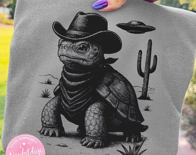 Cowboy Turtle PNG, Western Reptile Clipart (Instant Download)