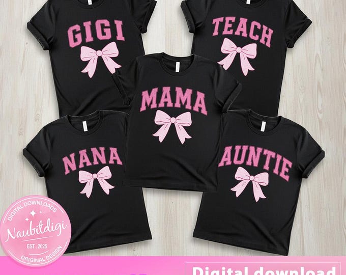 Pink Bow Family Matching PNG Bundle (Digital Download)