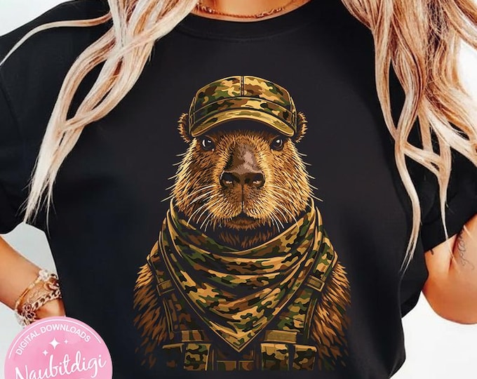 Camouflage Capybara PNG, Camo Animal Hunter Design, Wildlife Hunting Clipart, Hunting Shirt Sublimation, Digital Download